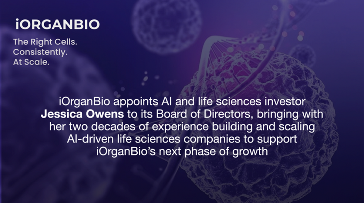 iOrganBio Appoints AI and Life Sciences Investor Jessica Owens to Board of Directors