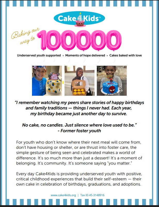 Cake4Kids Reaches 100,000 Children Served Nationwide, Boston Chapter Hosts Celebration